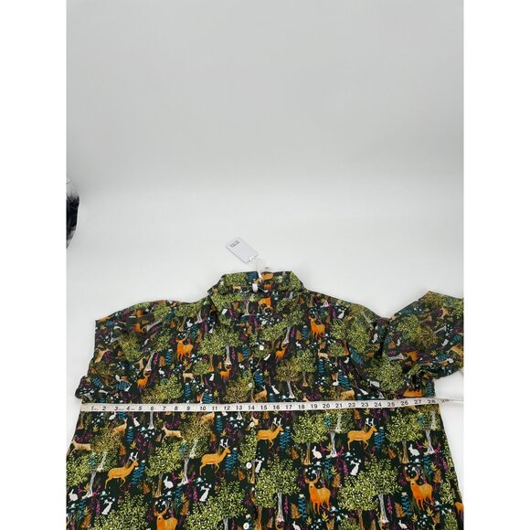 NWT Rose + Olive Womens Plus Size 3X Collared Tunic Forest Animal Print Fairy - Picture 7 of 8